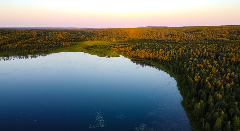 Beautiful evening sceneries of Finnish Lapland