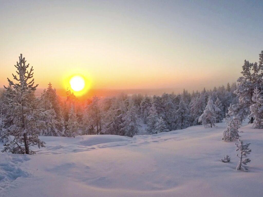 Beautiful winter sceneries of Finnish Lapland