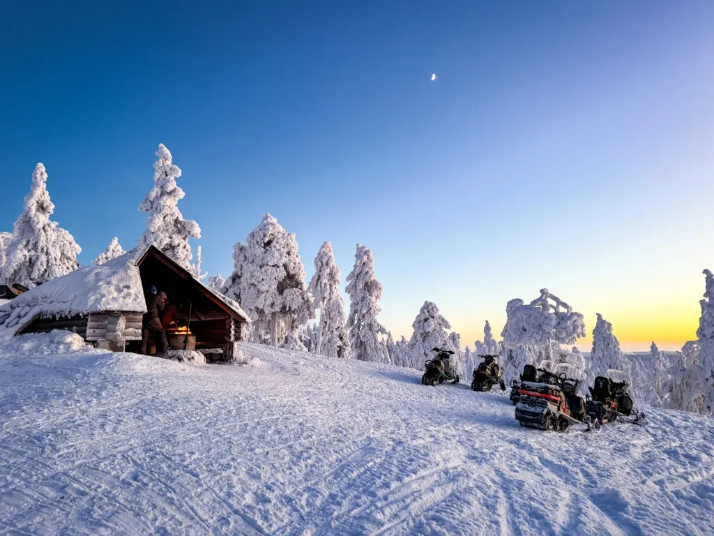 Snowmobile adventure in the middle of Arctic wilderness