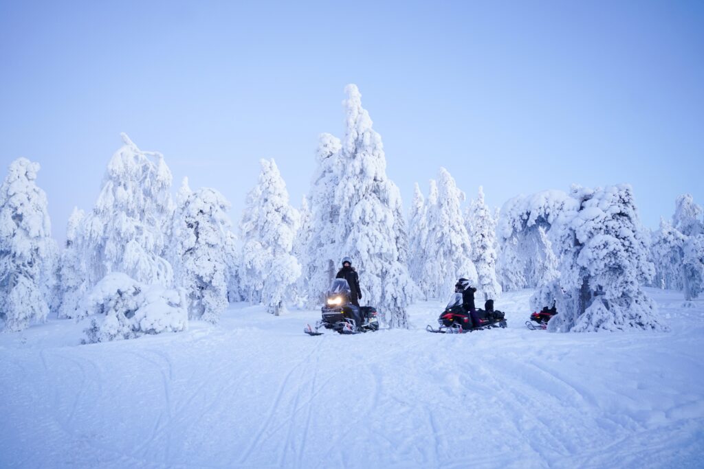 Snowmobile adventure in the middle of Arctic wilderness