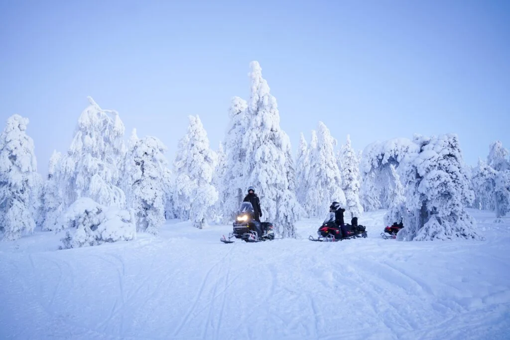 Snowmobile adventure in the middle of Arctic wilderness