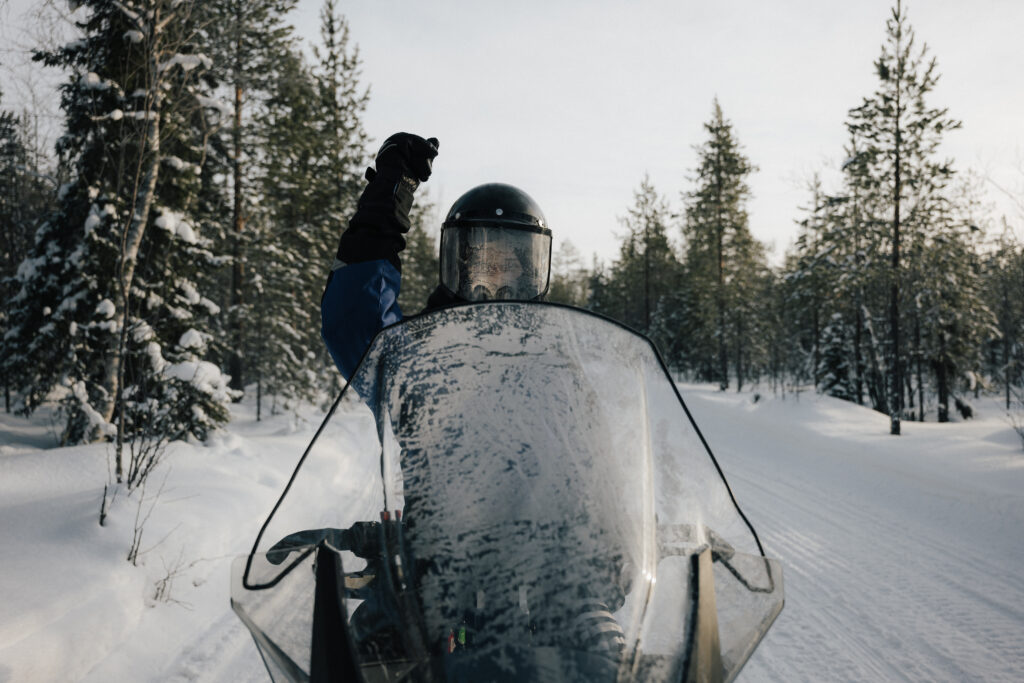 Snowmobile adventure in the middle of Arctic wilderness