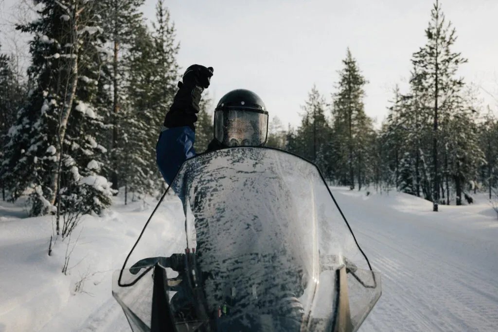 Snowmobile adventure in the middle of Arctic wilderness