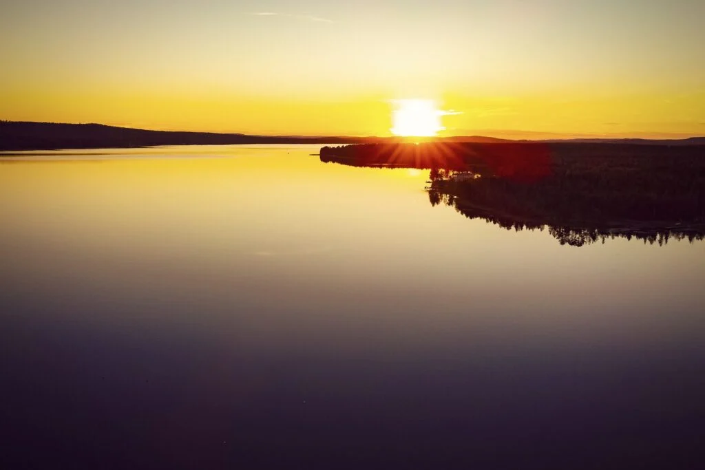 Peaceful lake during the golden hour