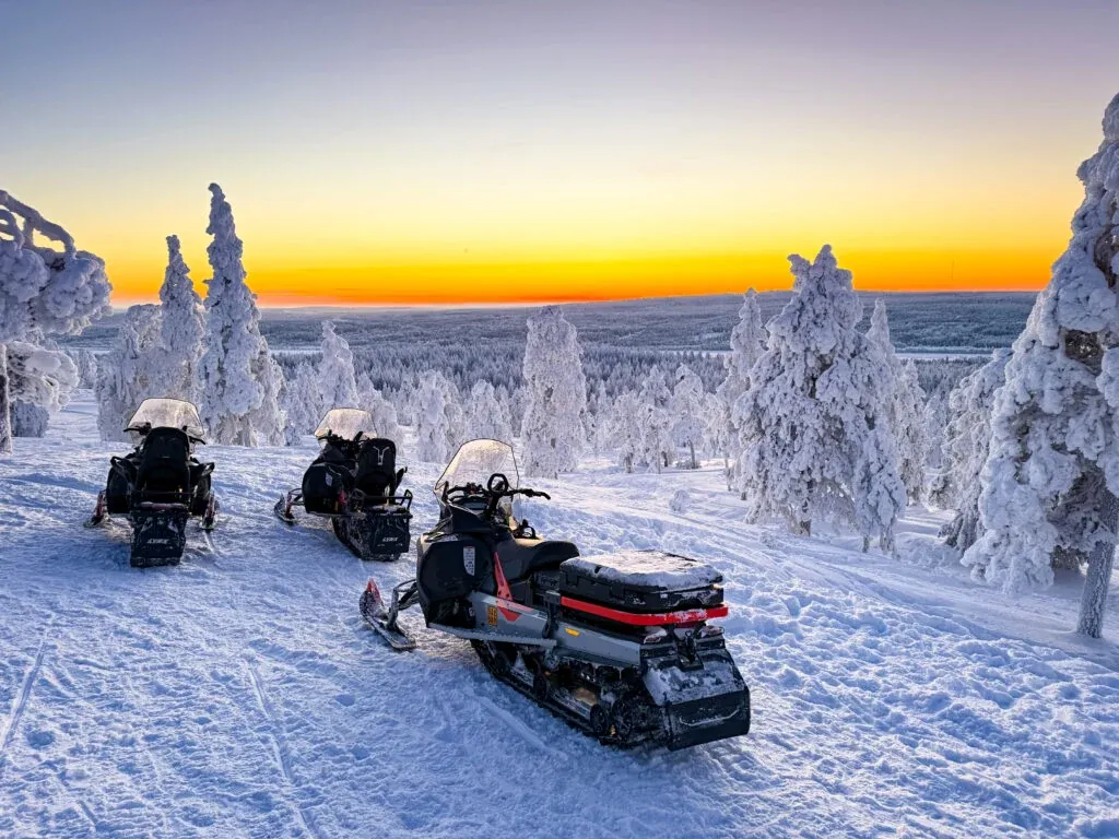 Snowmobile adventure in the middle of Arctic wilderness