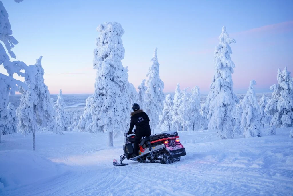Snowmobile adventure in the middle of Arctic wilderness
