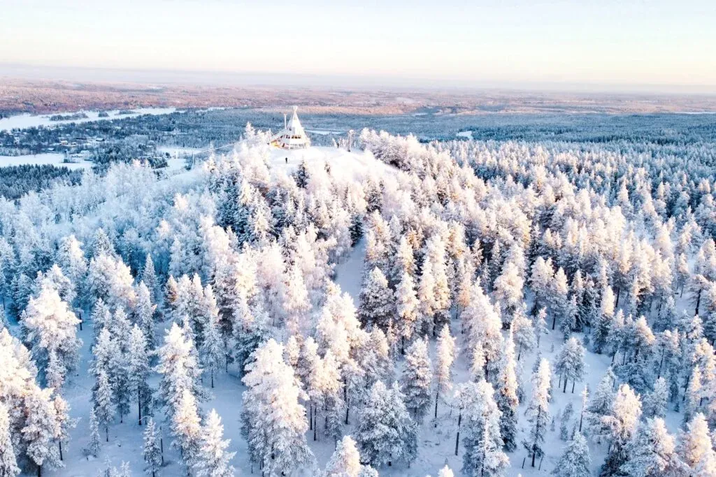 Stunning views of the snowy Taiga forest