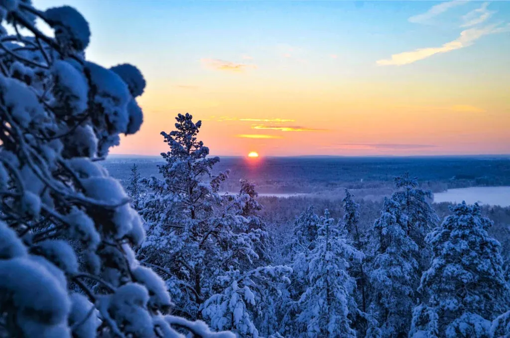 Beautiful frozen landscapes in Finnish Lapland