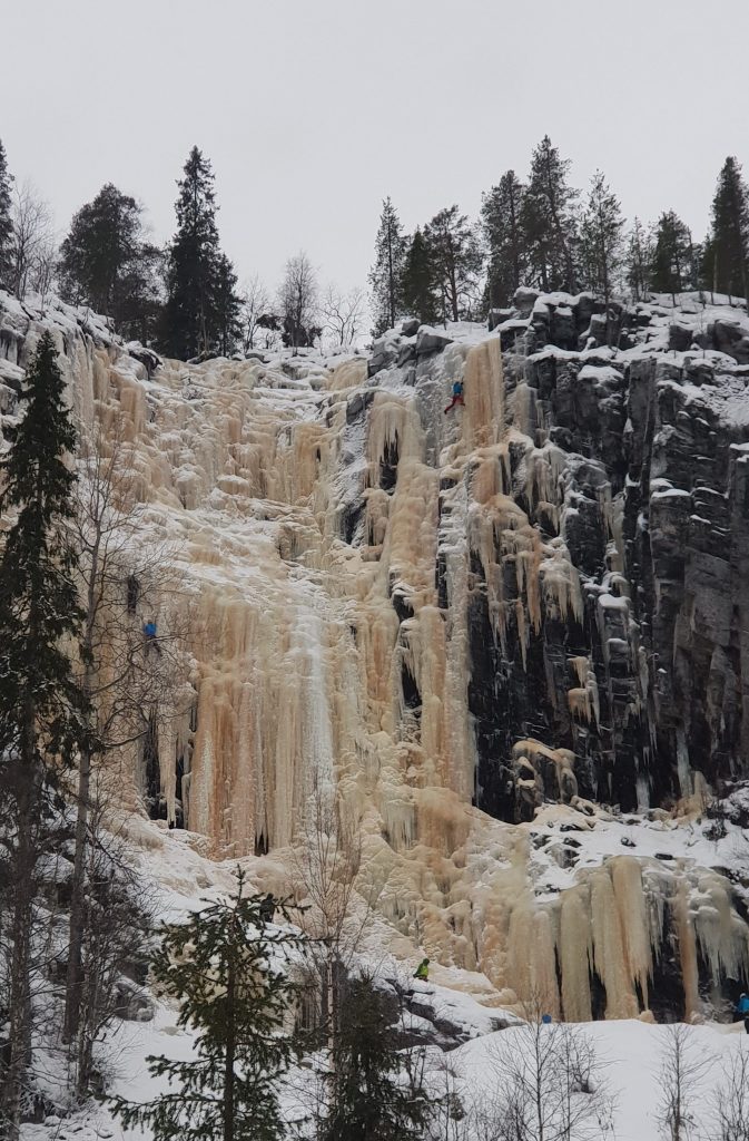 Korouoma Canyon Ice Climbing on frozen waterfalls