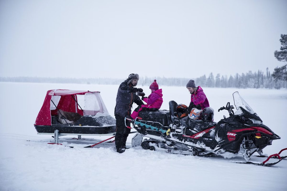 Family Sledge Snowmobile Ride