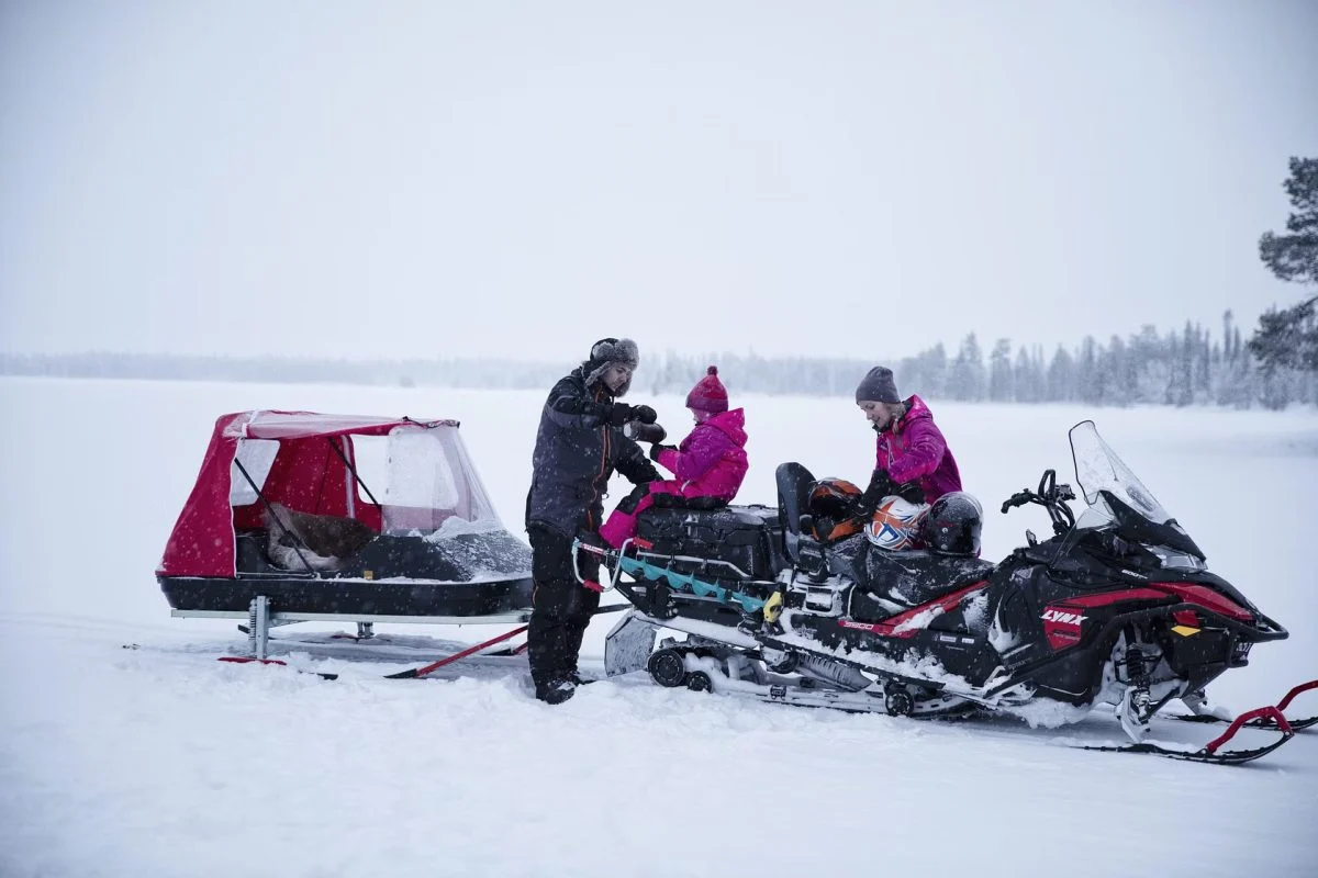Family Sledge Snowmobile Ride