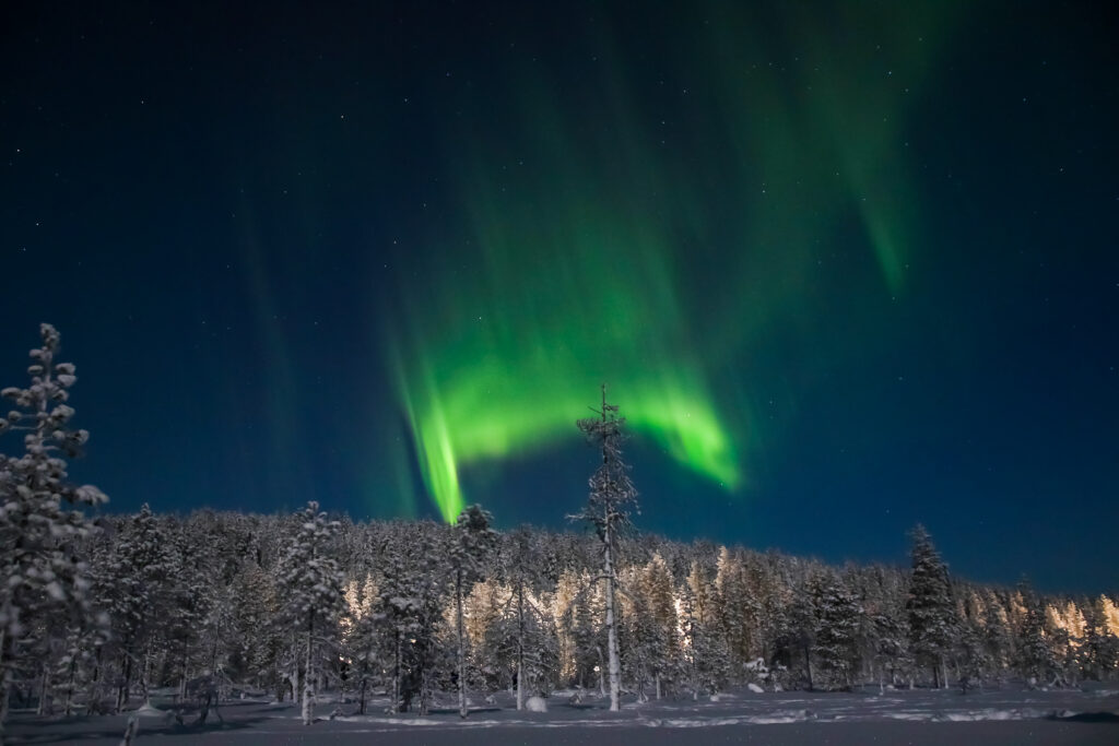 Northern lights hunting photo tour from Levi
